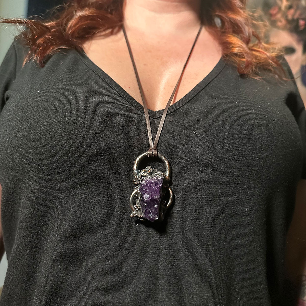 Amethyst Chunk Copper Necklace